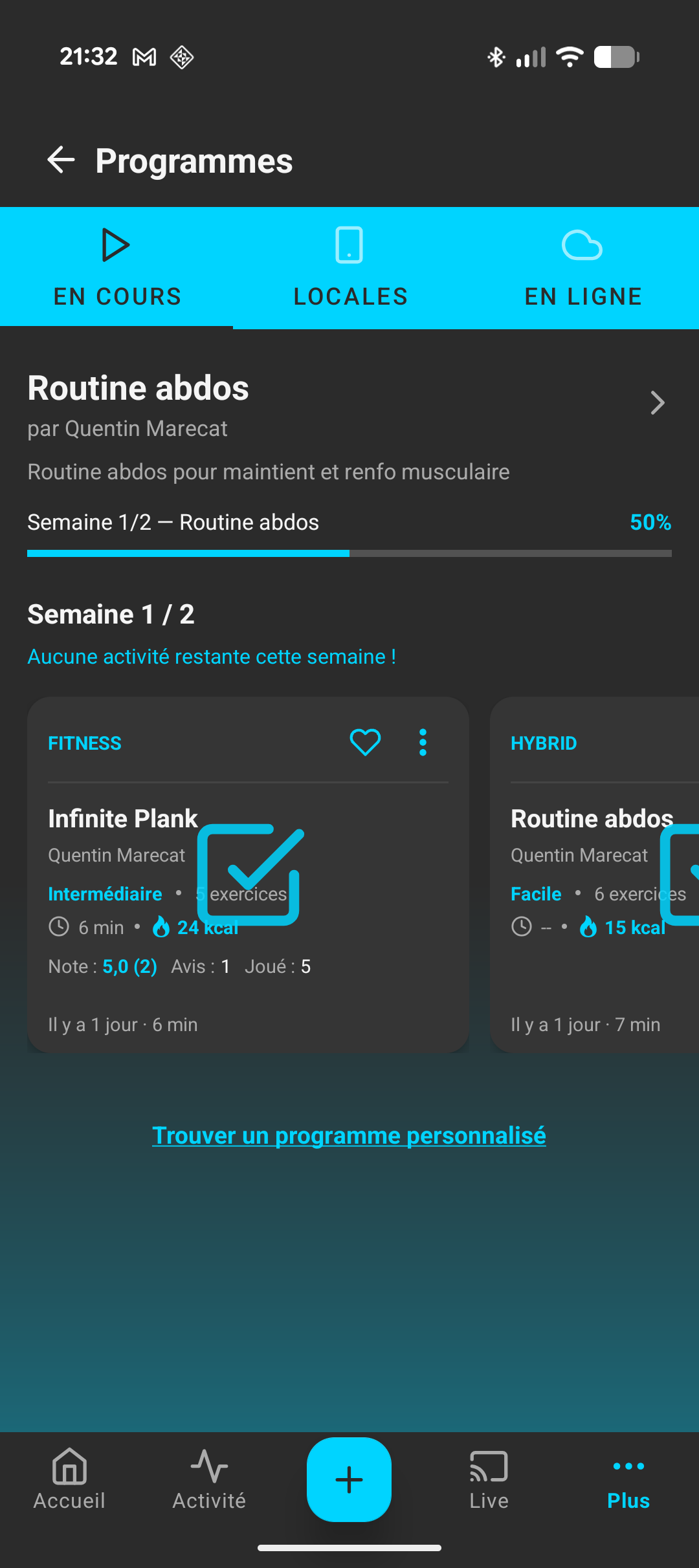 Programmes d'entraînement multi-semaines dans LieX